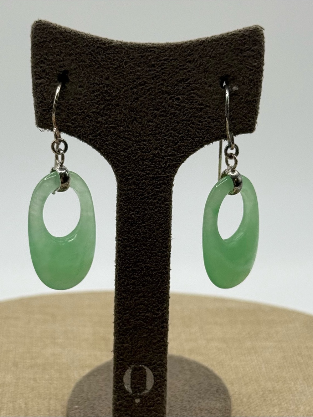 Green Jade sterling silver Drop Earrings